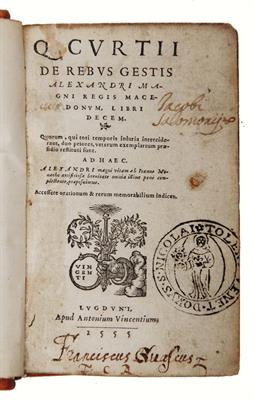 Lot 591 - A 16TH CENTURY LATIN TEXT. Q. Curtii de Rebus Alexanori Magni Regis Macedonum... printed by Michael