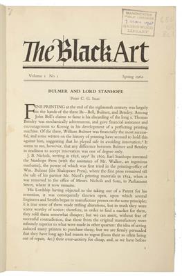 Lot 657 - The Black Art Vol 1. No. 1. Spring 1962 to Vol 3. No. 4 1964/5. James Moran Ed. (Journals on