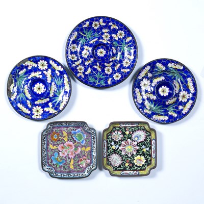 Lot 416 - Three Canton enamel dishes Chinese, 19th...