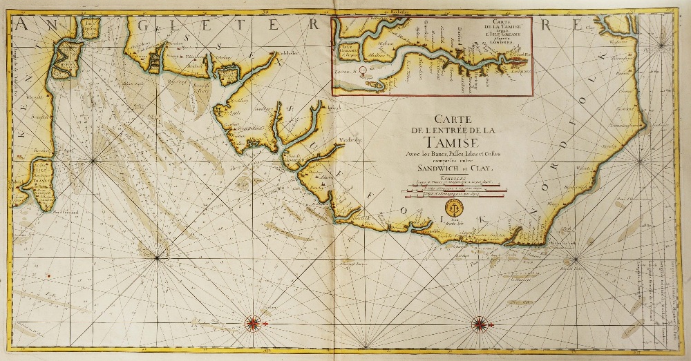 Lot 81 - AN 18TH CENTURY FRENCH MAP of the Thames between Sandwich and Clay