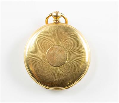 Lot 15 - A CONTINENTAL YELLOW METAL POCKET WATCH