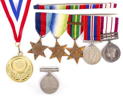 Lot 36 - A SET OF MEDALS AWARDED TO D. MX 844298 H. E. BLOMLEY EL ECTN. R. N