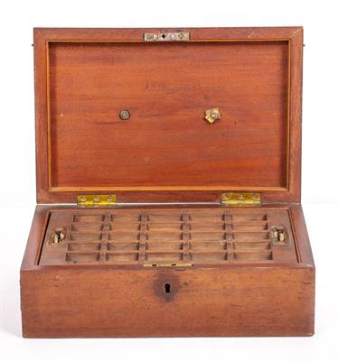 Lot 75 - AN EARLY VICTORIAN MAHOGANY COIN BOX