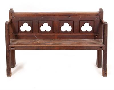 Lot 102 - A LATE 19TH / EARLY 20TH CENTURY GOTHIC STYLE CARVED OAK BENCH