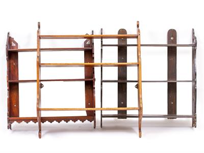Lot 111 - A LATE VICTORIAN MAHOGANY THREE TIER WALL SHELF