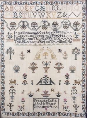 Lot 115 - AN EARLY 19TH CENTURY SAMPLER DATED 1814