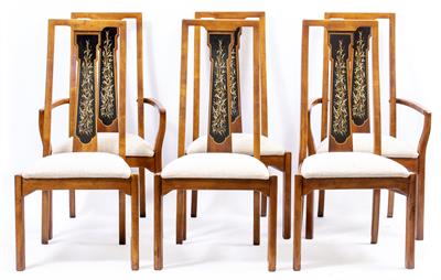 Lot 155 - A SET OF SIX POSSIBLY SELVA ORIENTAL STYLE HARDWOOD CHAIRS