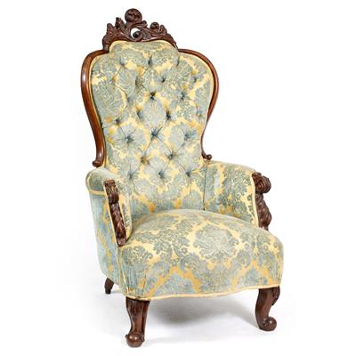 Lot 184 - A VICTORIAN MAHOGANY FRAMED ARMCHAIR