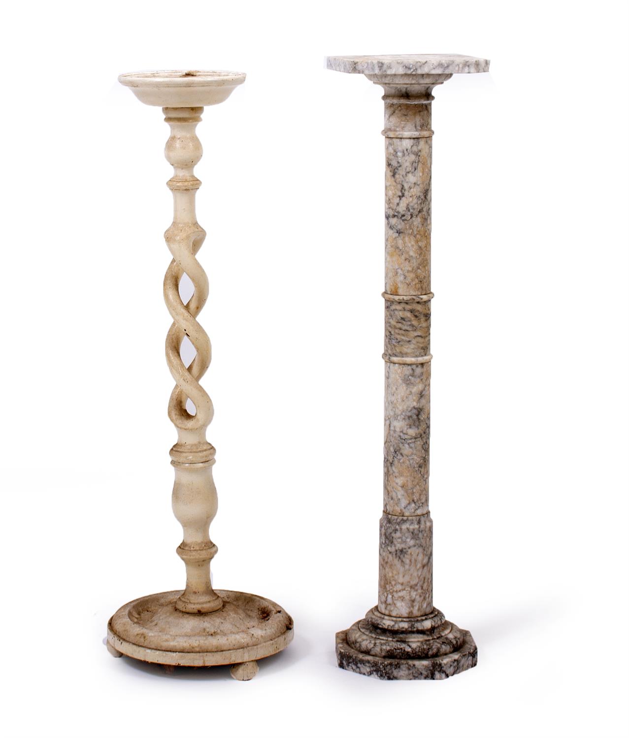 Lot 201 - A VINTAGE TURNED ALABASTER TORCHERE OR PLINTH