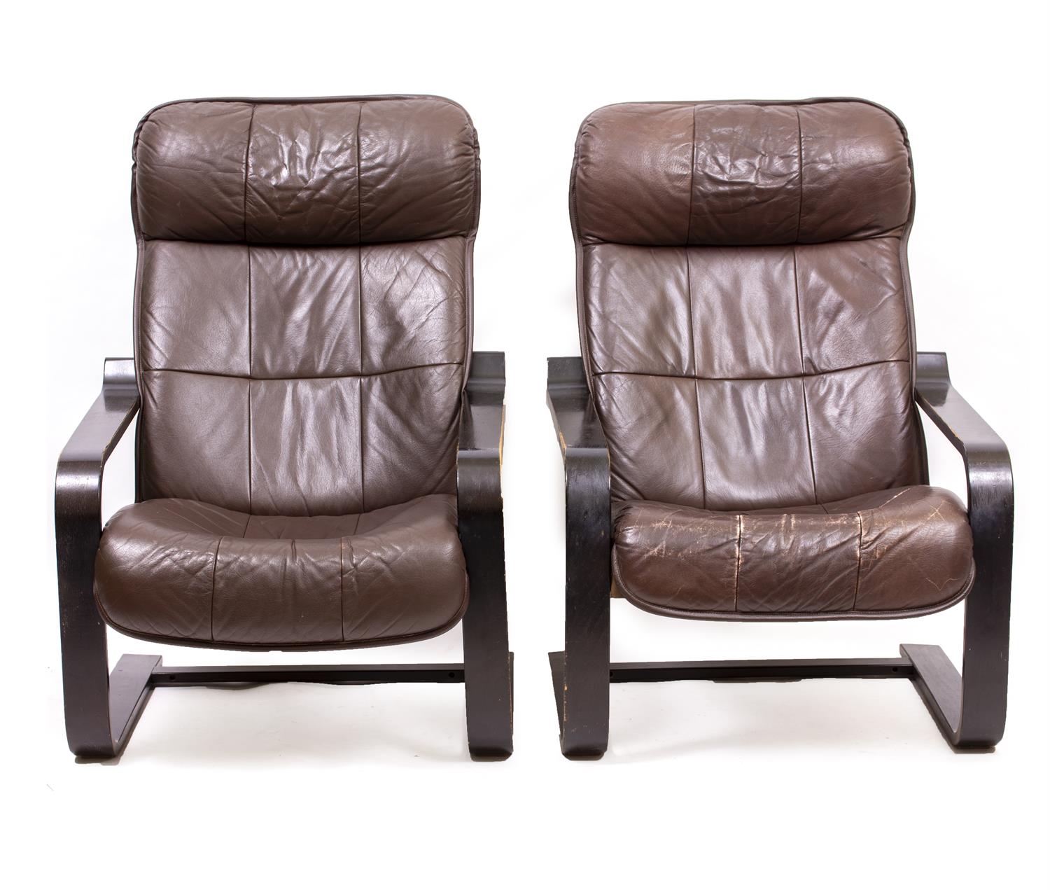 Lot 255 - A PAIR OF QY BJ DAHLQUIST AB FER BD FURNITURE FINLAND LEATHER ARMCHAIRS
