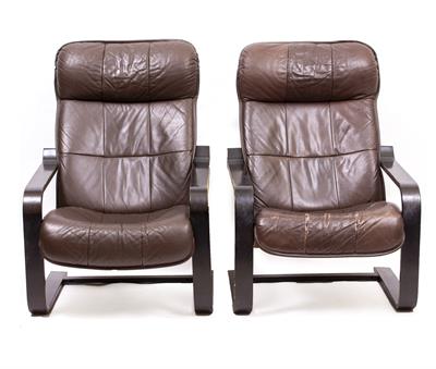 Lot 255 - A PAIR OF QY BJ DAHLQUIST AB FER BD FURNITURE FINLAND LEATHER ARMCHAIRS