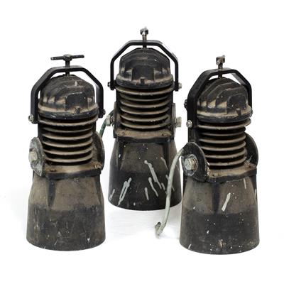 Lot 256 - THREE VINTAGE INDUSTRIAL LIGHT FITTINGS