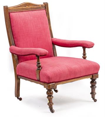 Lot 262 - A VICTORIAN MAHOGANY ARMCHAIR