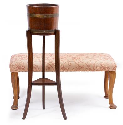 Lot 263 - AN EARLY 20TH CENTURY MAHOGANY RED FLORAL UPHOLSTERED FOOTSTOOL