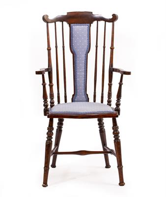 Lot 264 - AN AESTHETIC MOVEMENT MAHOGANY WINDSOR CHAIR