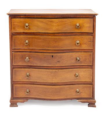 Lot 283 - A TABLE TOP SERPENTINE FRONTED MAHOGANY COLLECTORS CABINET