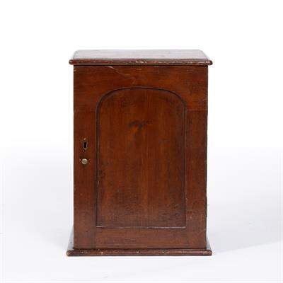 Lot 291 - A STAINED PINE TABLE TOP COLLECTORS CABINET