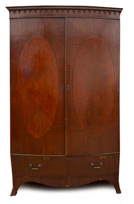 Lot 295 - A MAHOGANY BOW FRONTED TWO DOOR WARDROBE