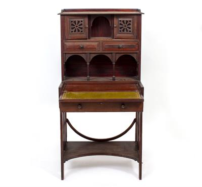 Lot 312 - AN ARTS AND CRAFTS MAHOGANY WRITING DESK