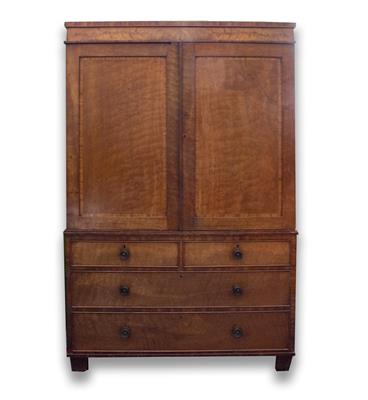 Lot 315 - AN EARLY VICTORIAN MAHOGANY LINEN PRESS