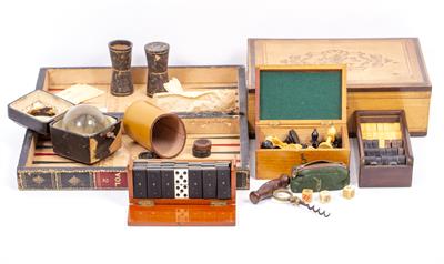 Lot 327 - A MARQUETRY TOPPED WORKBOX
