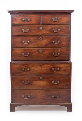 Lot 337 - A 19TH CENTURY MAHOGANY CHEST ON CHEST OR TALLBOY