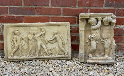 Lot 342 - A RECONSTITUTED STONE RECTANGULAR PLAQUE