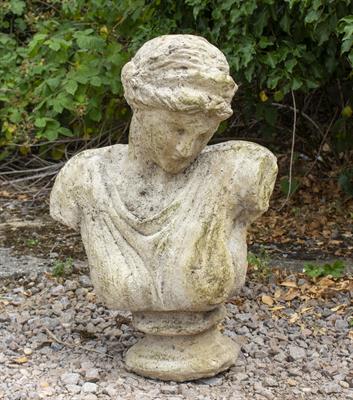 Lot 347 - A CAST RECONSTITUTED STONE BUST OF APHRODITE