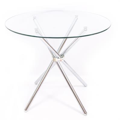 Lot 350 - A CONTEMPORARY CIRCULAR GLASS TOPPED TABLE