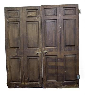 Lot 373 - A NEAR PAIR OF 19TH CENTURY MAHOGANY FIELDED PANEL DOORS