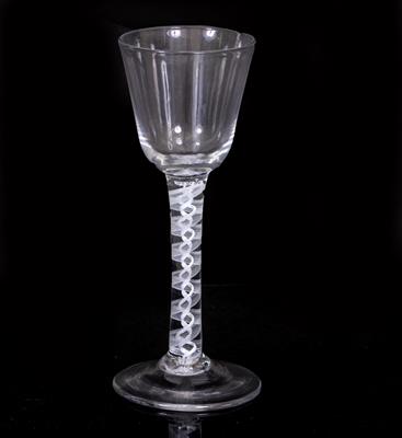 Lot 375 - AN ANTIQUE AIR TWIST LATTICE STEM DRINKING GLASS