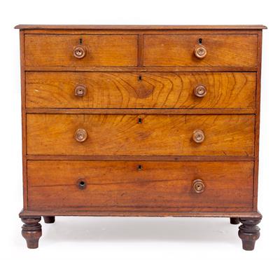 Lot 398 - A VICTORIAN MAHOGANY CHEST OF TWO SHORT AND THREE LONG DRAWERS