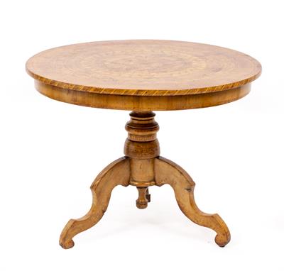 Lot 408 - A VICTORIAN WALNUT AND SATINWOOD PARQUETRY INLAID CENTRE TABLE