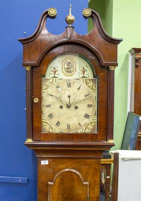 Lot 411 - A 19TH CENTURY MAHOGANY LONG CASE CLOCK