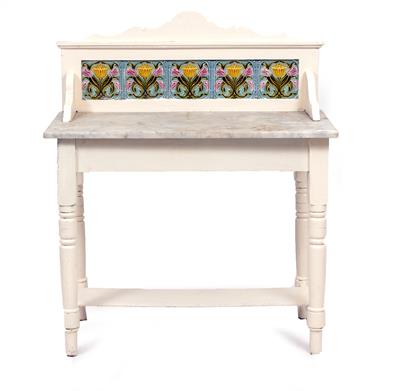 Lot 412 - AN EARLY 20TH CENTURY WHITE PAINTED MARBLE TOPPED WASH STAND
