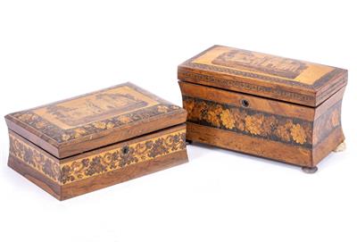 Lot 419 - A VICTORIAN TUNBRIDGE WARE TEA CADDY