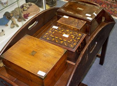 Lot 421 - A 19TH CENTURY MAHOGANY AND SATINWOOD INLAID BOX