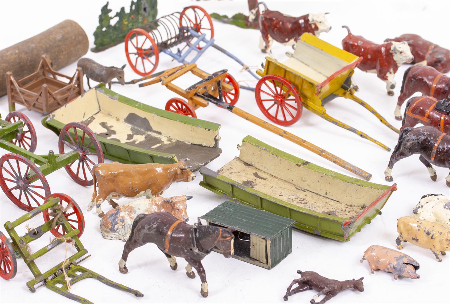 Lot 422 - A COLLECTION OF EARLY 20TH CENTURY BRITIANS LIMITED LEAD FARM ANIMALS AND MACHINERY
