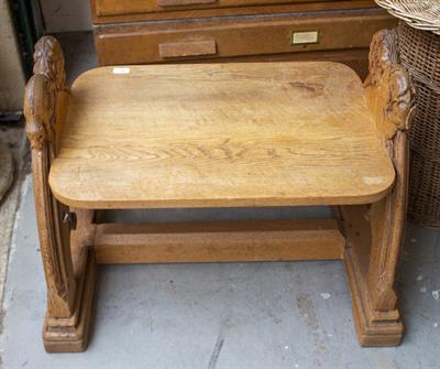 Lot 428 - A CARVED OAK GOTHIC REVIVAL LOW TABLE OR BENCH