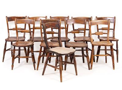 Lot 433 - A MATCHED SET OF TEN OXFORD PATTERN ASH AND ELM CHAIRS