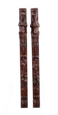 Lot 438 - A PAIR OF 19TH CENTURY CARVED OAK TERMS