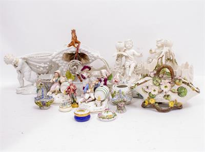 Lot 458 - A MIXED LOT OF 19TH CENTURY AND LATER CONTINENTAL PORCELAIN FIGURINES