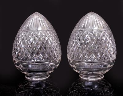 Lot 469 - TWO CUT GLASS DROP HANGING LIGHT FITTINGS