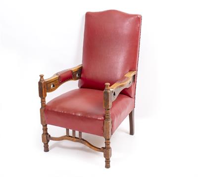 Lot 472 - A LATE VICTORIAN ARTS AND CRAFTS ARMCHAIR