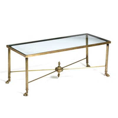 Lot 488 - A BRASS RECTANGULAR COFFEE TABLE
