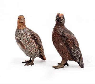 Lot 509 - TWO LATE 20TH CENTURY COLD PAINTED BRONZE GROUSE