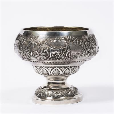 Lot 6 - Silver pedestal bowl by Grish Chunder Dutt