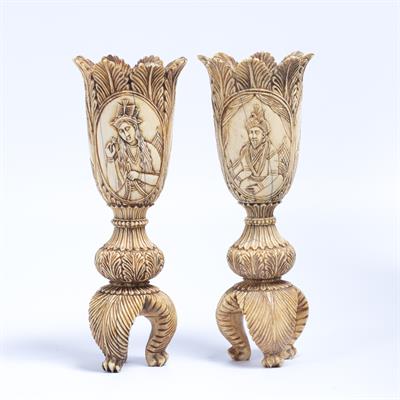 Lot 15 - Pair of ivory vases