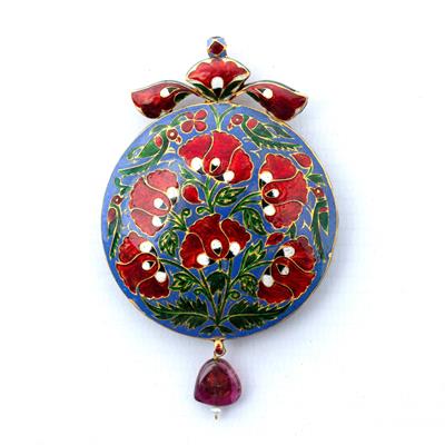 Lot 56 - Vari gem-set and enamel pendant