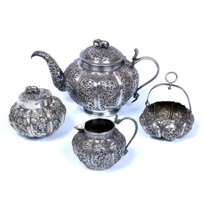 Lot 60 - Silver metal tea service